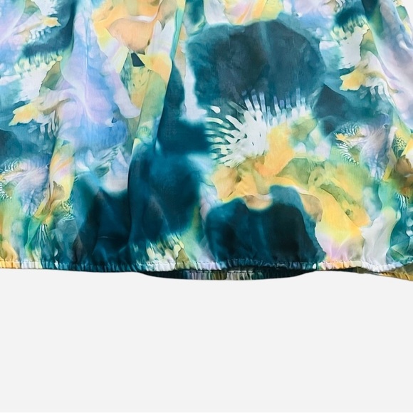 ANA anew approach abstract multicolor blouse top flared sleeves cold shoulder PM - Picture 6 of 12